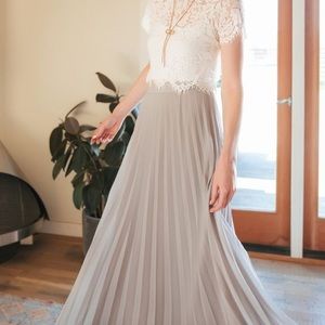 MORNING LAVENDAR Simone beige pleated maxi skirt